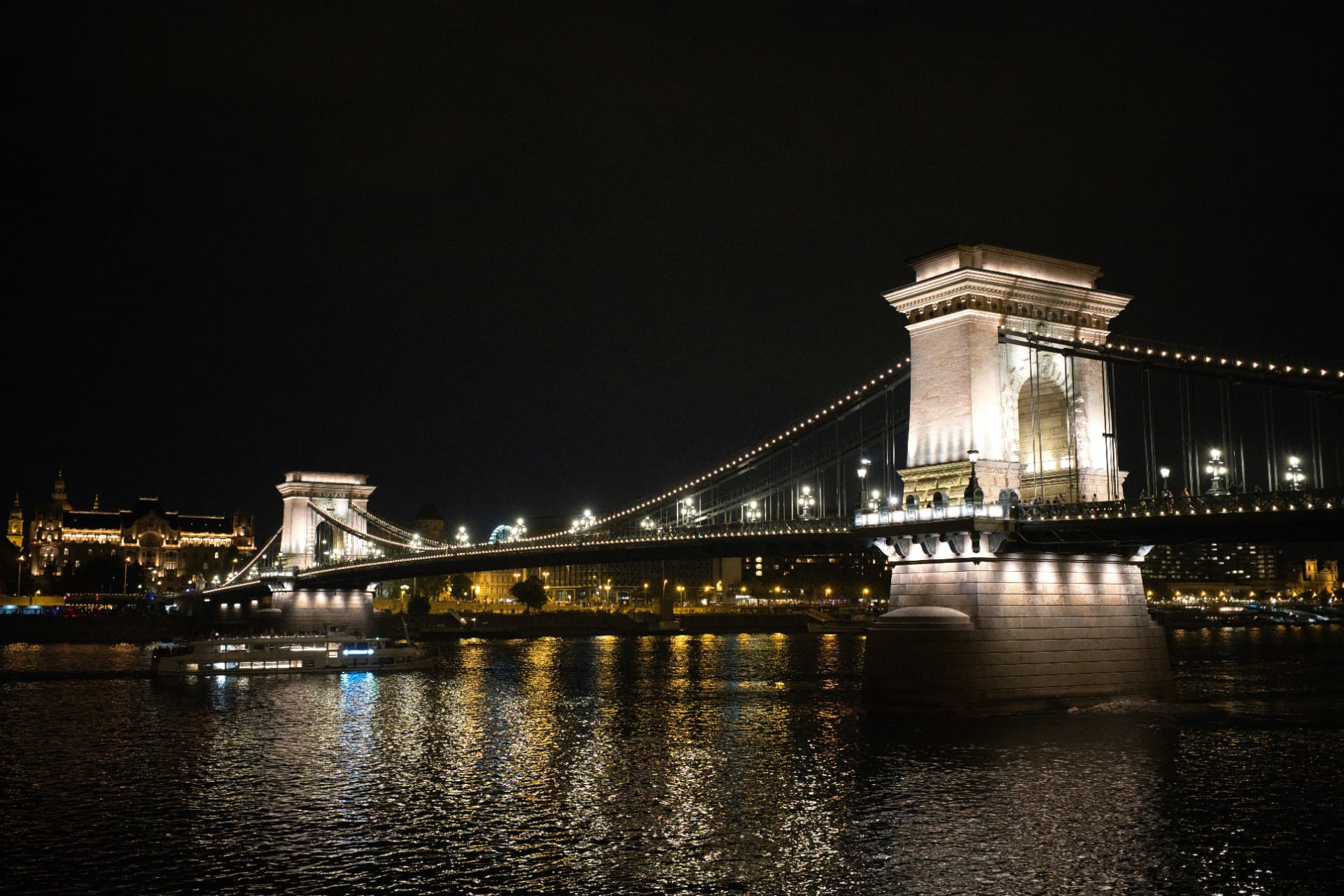 Budapest Chain Bridge at night
